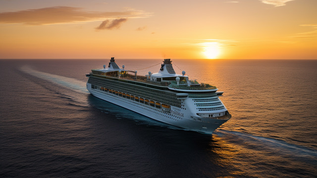 A luxury yacht sailing at sunset in the Caribbean